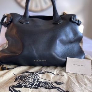 Burberry purse with plaid sides and crossbody strap